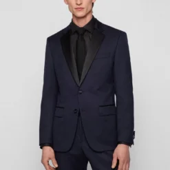 Boss SLIM-FIT SMOKING-JACKETT AUS SCHURWOLL-SERGE 10669021 6 Boss SLIM-FIT SMOKING-JACKETT AUS SCHURWOLL-SERGE 10669021 -Woehrl Online Shop BOSS Black PreSpring 23 401 50469191 3