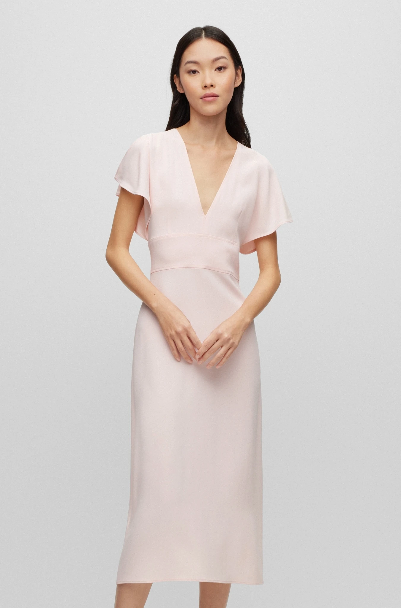 Boss Langes Slim-Fit Kleid Mit V-Ausschnitt 10680932 4 Boss Langes Slim-Fit Kleid Mit V-Ausschnitt 10680932 – Bild 4