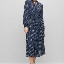 Boss Langarm-Kleid Mit Monogramm-Print Und Bindeband Am Ausschnitt 10680946 -Woehrl Online Shop BOSS Womensw SpringSummer 23 972 50489738 4