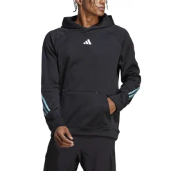 Adidas Train Icons 3-Streifen Training Hoodie 10680761 -Woehrl Online Shop HS7513 4 APPAREL On Model Front View transparent