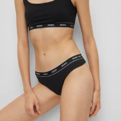Hugo DREIER-PACK TANGAS AUS STRETCH-BAUMWOLLE MIT LOGO AM BUND TRIPLET THONG STRIPE 10682304 -Woehrl Online Shop HUGO Womensw PreFall 22 001 50469681 4