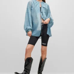 Hugo Oversized Bluse Mit Denim-Print 10681198 -Woehrl Online Shop HUGO Womensw SpringSummer 23 985 50488558 2
