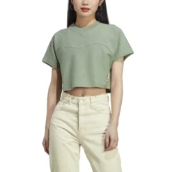 Adidas Future Lounge Terry Loop Crop Top 10680684 -Woehrl Online Shop HZ1607 4 APPAREL On Model Front View transparent