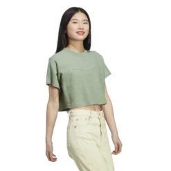 Adidas Future Lounge Terry Loop Crop Top 10680684 -Woehrl Online Shop HZ1607 6 APPAREL On Model Walking View transparent