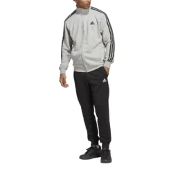 Adidas Sportswear Basic 3-Streifen French Terry Trainingsanzug 10680739 -Woehrl Online Shop IC6748 5 APPAREL On Model Front View transparent